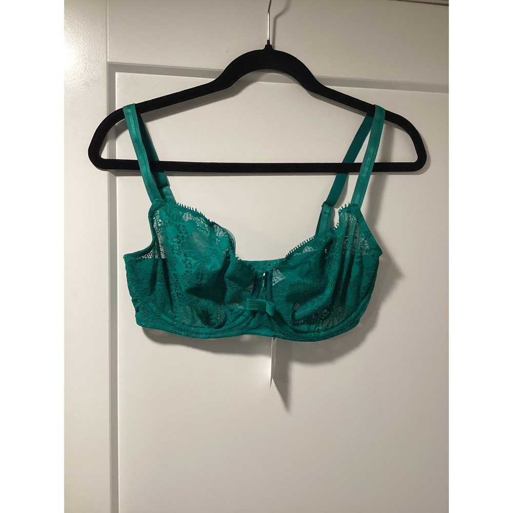 Chantelle Festivite Lace Unlined Bra 32G Racing Green C15F50 Underwire New